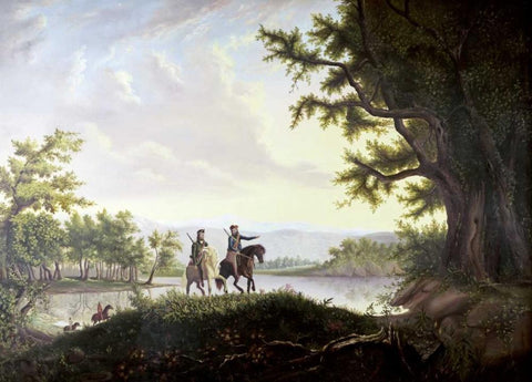 Lewis and Clark Expedition Black Ornate Wood Framed Art Print with Double Matting by Burnham, Thomas Mickell