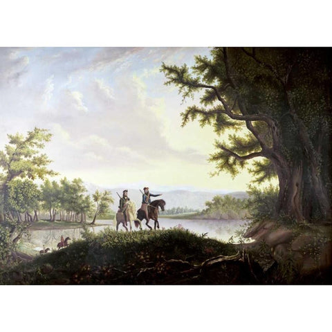 Lewis and Clark Expedition Black Modern Wood Framed Art Print by Burnham, Thomas Mickell
