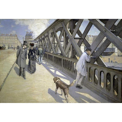 The Bridge of Europe Gold Ornate Wood Framed Art Print with Double Matting by Caillebotte, Gustave