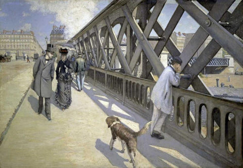 The Bridge of Europe White Modern Wood Framed Art Print with Double Matting by Caillebotte, Gustave