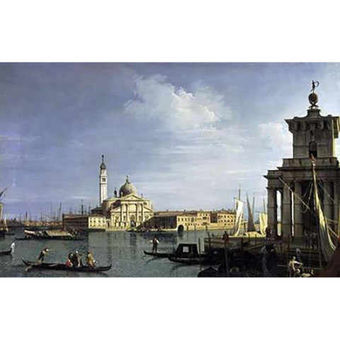 The Island of San Giorgio Maggiore, Venice Black Modern Wood Framed Art Print with Double Matting by Canaletto