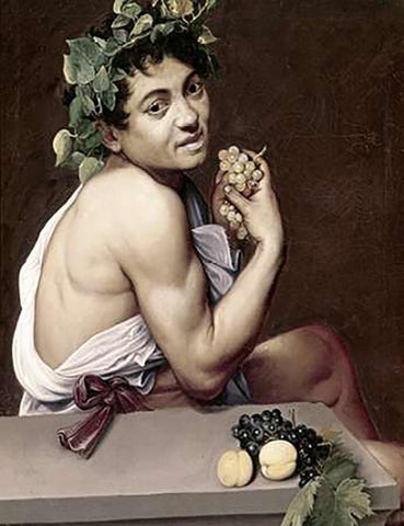 Sick Bacchus White Modern Wood Framed Art Print with Double Matting by Caravaggio