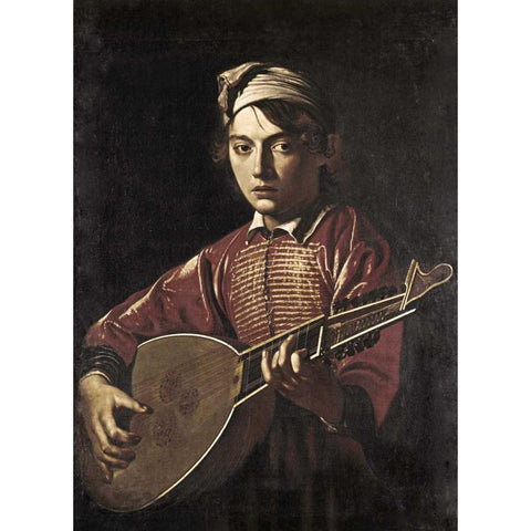 The Lute Player White Modern Wood Framed Art Print by Caravaggio