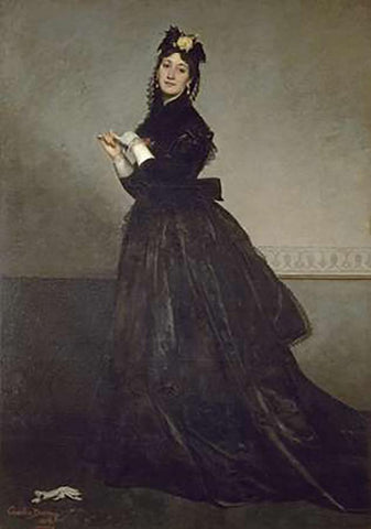 Lady with a Glove White Modern Wood Framed Art Print with Double Matting by Carolus-Duran, Emile Auguste