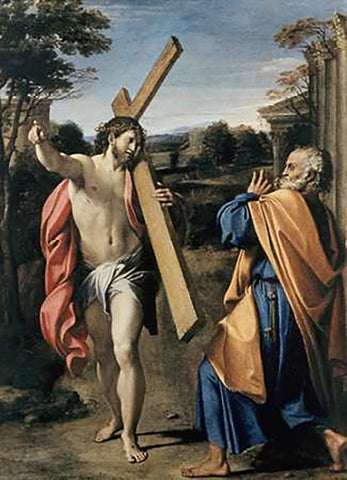 Museumist Appearing to Saint Peter White Modern Wood Framed Art Print with Double Matting by Carracci, Agostino
