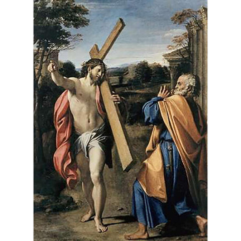 Museumist Appearing to Saint Peter Black Modern Wood Framed Art Print by Carracci, Agostino