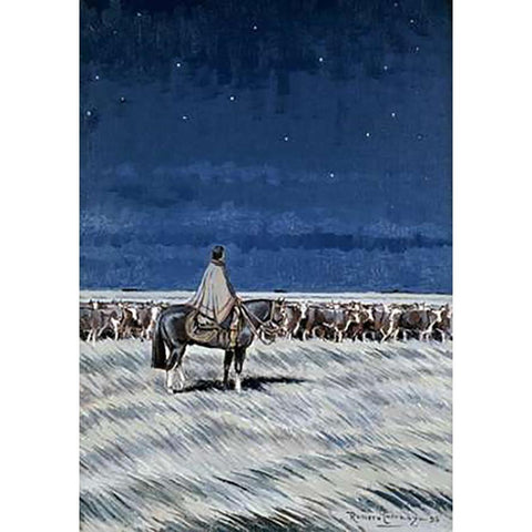 The Night Gold Ornate Wood Framed Art Print with Double Matting by Carranza, Fernando Romero