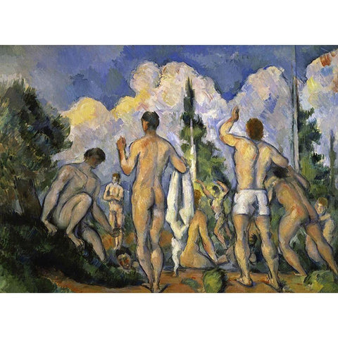 The Bathers Gold Ornate Wood Framed Art Print with Double Matting by Cezanne, Paul