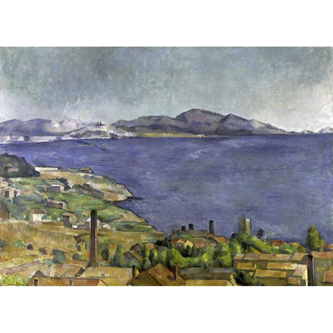 The Gulf of Marseilles Gold Ornate Wood Framed Art Print with Double Matting by Cezanne, Paul