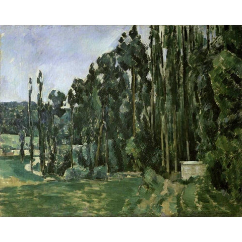 The Poplar Trees Gold Ornate Wood Framed Art Print with Double Matting by Cezanne, Paul