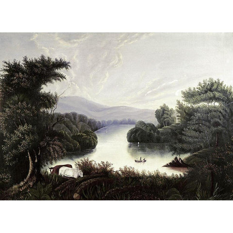 Summer Lake Black Modern Wood Framed Art Print with Double Matting by Chambers, Thomas