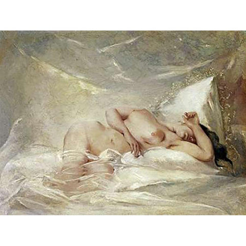 Reclining Nude Gold Ornate Wood Framed Art Print with Double Matting by Chaplin, Charles