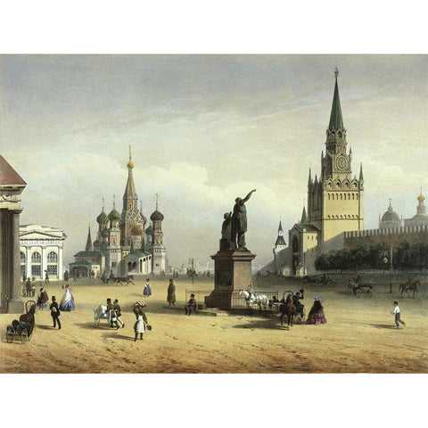 View Of Red Square (from Moscow And The Suburbs) White Modern Wood Framed Art Print by Charlemange, Joseph