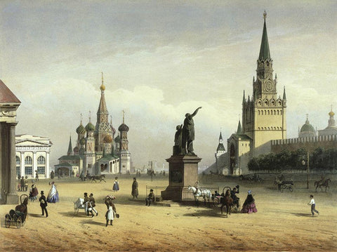 View Of Red Square (from Moscow And The Suburbs) White Modern Wood Framed Art Print with Double Matting by Charlemange, Joseph