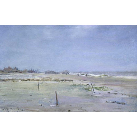 Along the Coast Black Modern Wood Framed Art Print with Double Matting by Chase, William Merritt