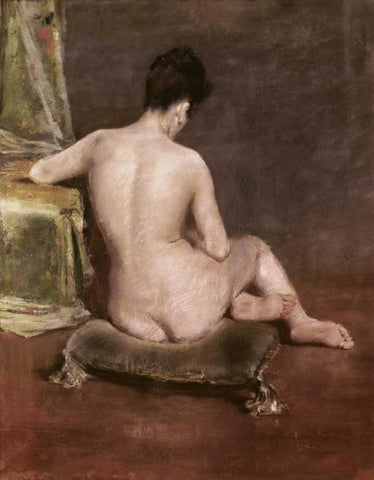 Seated Nude White Modern Wood Framed Art Print with Double Matting by Chase, William Merritt