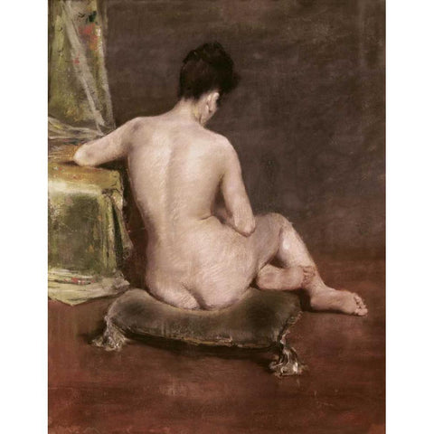 Seated Nude Black Modern Wood Framed Art Print with Double Matting by Chase, William Merritt