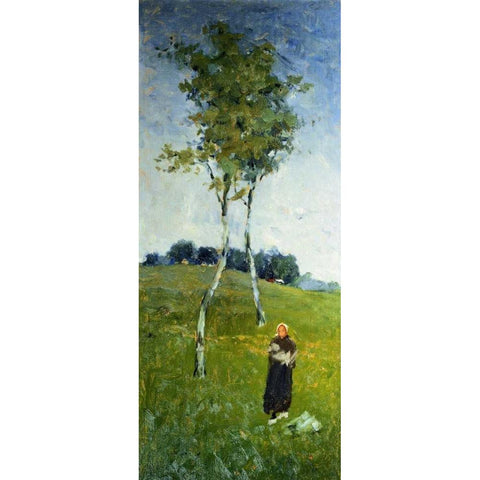 Under a French Sky White Modern Wood Framed Art Print by Chase, William Merritt