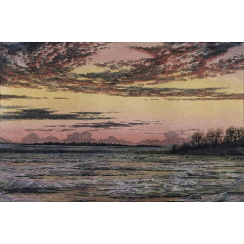 Sunset Over the Ice White Modern Wood Framed Art Print by Church, Frederic E.