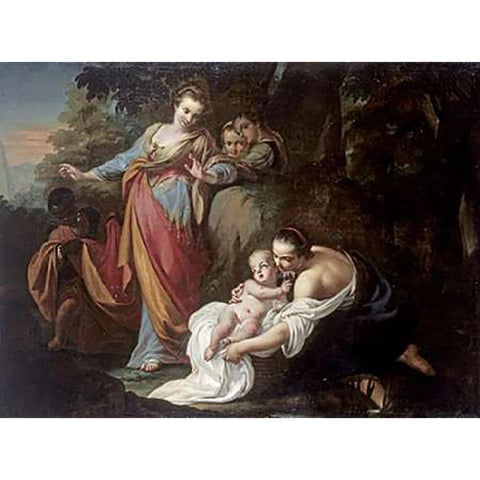 The Finding of Moses Black Modern Wood Framed Art Print by Cignaroli, Gianbettino