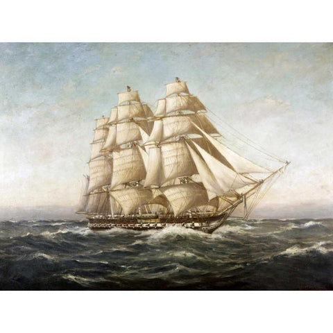 U.S.S. Constitution Black Modern Wood Framed Art Print by Clark, Myron