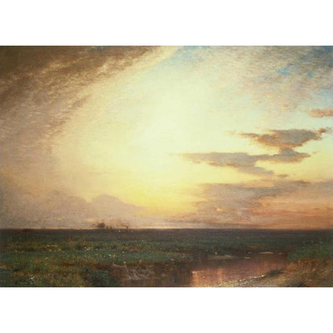 Twilight on the Western Plains Black Modern Wood Framed Art Print with Double Matting by Colman, Samuel