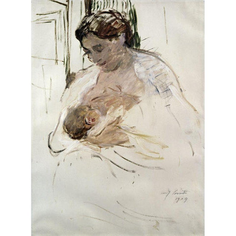 Charlotte with Wilhelmine White Modern Wood Framed Art Print by Corinth, Lovis