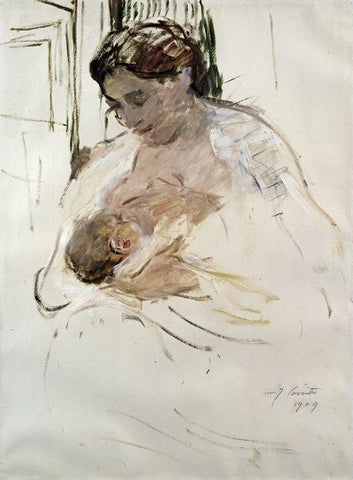 Charlotte with Wilhelmine White Modern Wood Framed Art Print with Double Matting by Corinth, Lovis