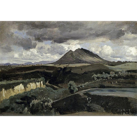 Le Mont Soracte Black Modern Wood Framed Art Print by Corot, Jean-Baptiste-Camille