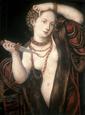 Lucretia White Modern Wood Framed Art Print with Double Matting by Cranach, Lucas
