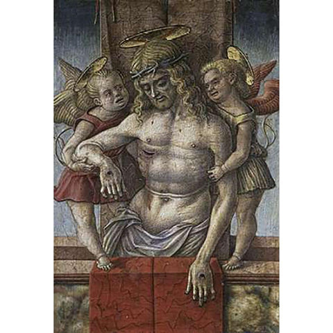 Lamentation Over The Dead Museumist with Two Angles Black Modern Wood Framed Art Print with Double Matting by Crivelli, Carlo