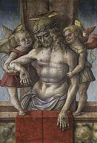 Lamentation Over The Dead Museumist with Two Angles White Modern Wood Framed Art Print with Double Matting by Crivelli, Carlo