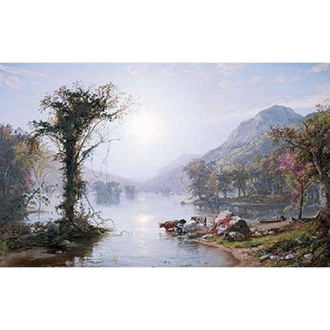 Autumn Lake Black Modern Wood Framed Art Print by Cropsey, Jasper Francis