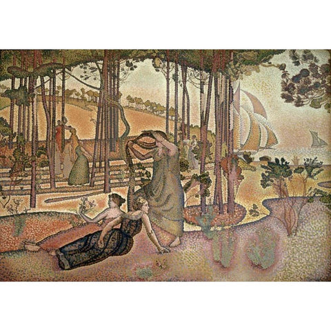 Evening Breeze Gold Ornate Wood Framed Art Print with Double Matting by Cross, Henri Edmond