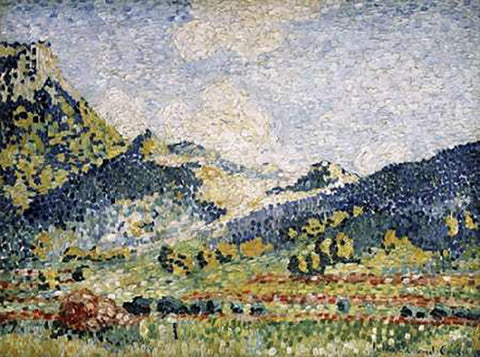 Les Petits Montagnes Mauresques Black Ornate Wood Framed Art Print with Double Matting by Cross, Henri-Edmond