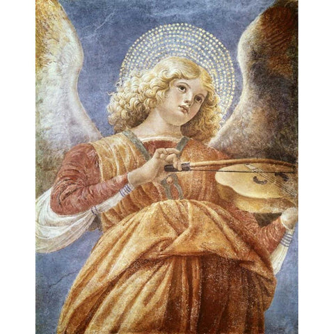 Music Making Angel with Violin Black Modern Wood Framed Art Print with Double Matting by Da Forli, Melozzo