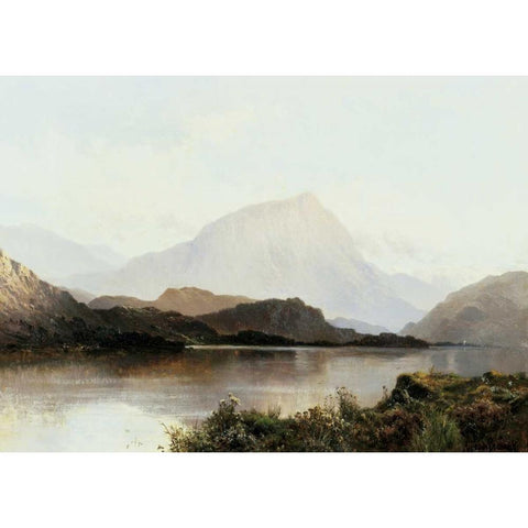 The Hills of Loch Lomond White Modern Wood Framed Art Print by De Breanski, Alfred