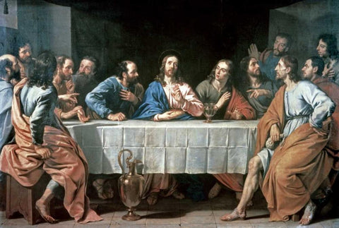 The Last Supper Black Ornate Wood Framed Art Print with Double Matting by De Champaigne, Philippe