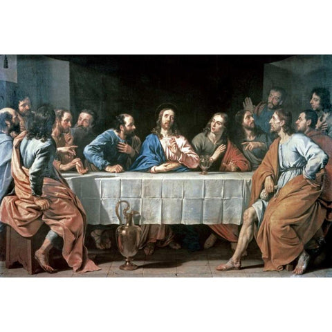 The Last Supper Black Modern Wood Framed Art Print by De Champaigne, Philippe