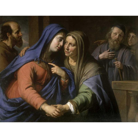 The Visitation Gold Ornate Wood Framed Art Print with Double Matting by De Champaigne, Philippe