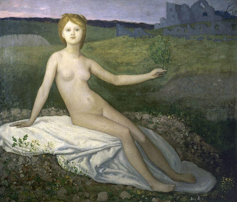 Hope Black Ornate Wood Framed Art Print with Double Matting by de Chavannes, Pierre Puvis