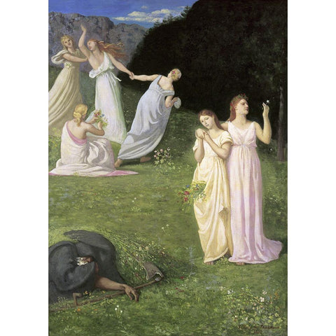 The Reaper Black Modern Wood Framed Art Print with Double Matting by de Chavannes, Pierre Puvis