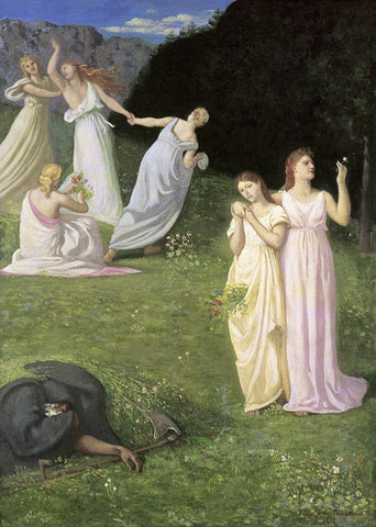 The Reaper Black Ornate Wood Framed Art Print with Double Matting by de Chavannes, Pierre Puvis