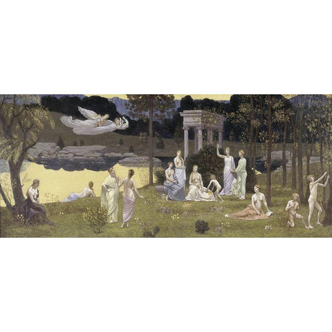 The Sacred Forest Beloved by the Arts and Muses Black Modern Wood Framed Art Print with Double Matting by de Chavannes, Pierre Puvis