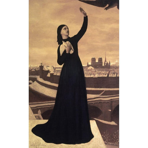 The White Rock (Le Rocher Blanc) White Modern Wood Framed Art Print by de Chavannes, Pierre Puvis