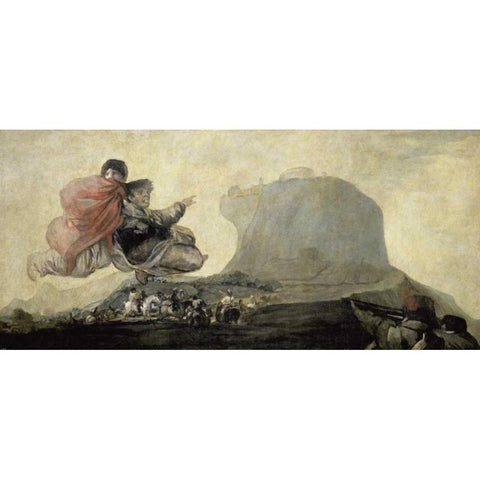 El Aquelarre Black Modern Wood Framed Art Print with Double Matting by De Goya, Francisco
