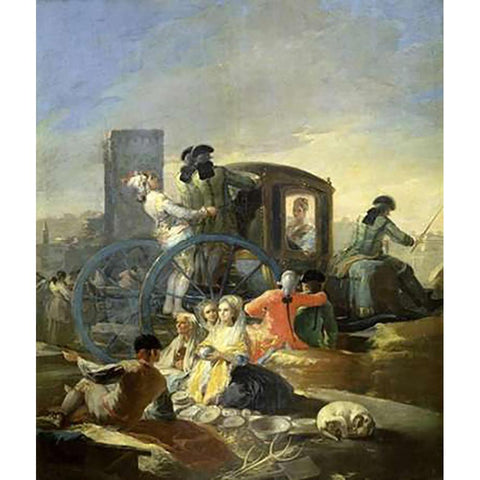 The Pottery Vendor White Modern Wood Framed Art Print by Goya, Francisco De