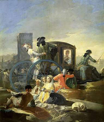 The Pottery Vendor Black Ornate Wood Framed Art Print with Double Matting by Goya, Francisco De