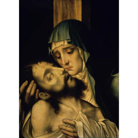 The Pieta Black Modern Wood Framed Art Print with Double Matting by De Morales, Luis