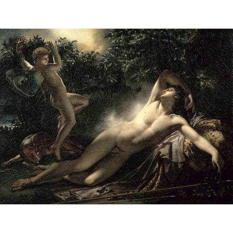 The Sleep of Endymion Gold Ornate Wood Framed Art Print with Double Matting by De Roucy-Trioson, Anne Girodet